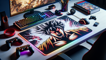 Découvrez leclerc tapis de souris xxl avec un design manga vibrant sur un bureau gamer.