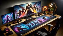 Découvrez un setup gaming avec tapis de souris XXL Fortnite, designs colorés et personnages emblématiques pour une expérience immersive.