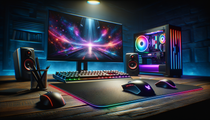 Tapis de souris XXL RGB Cooler Master MP750 avec éclairage vibrant et texture robuste dans un setup gaming moderne.