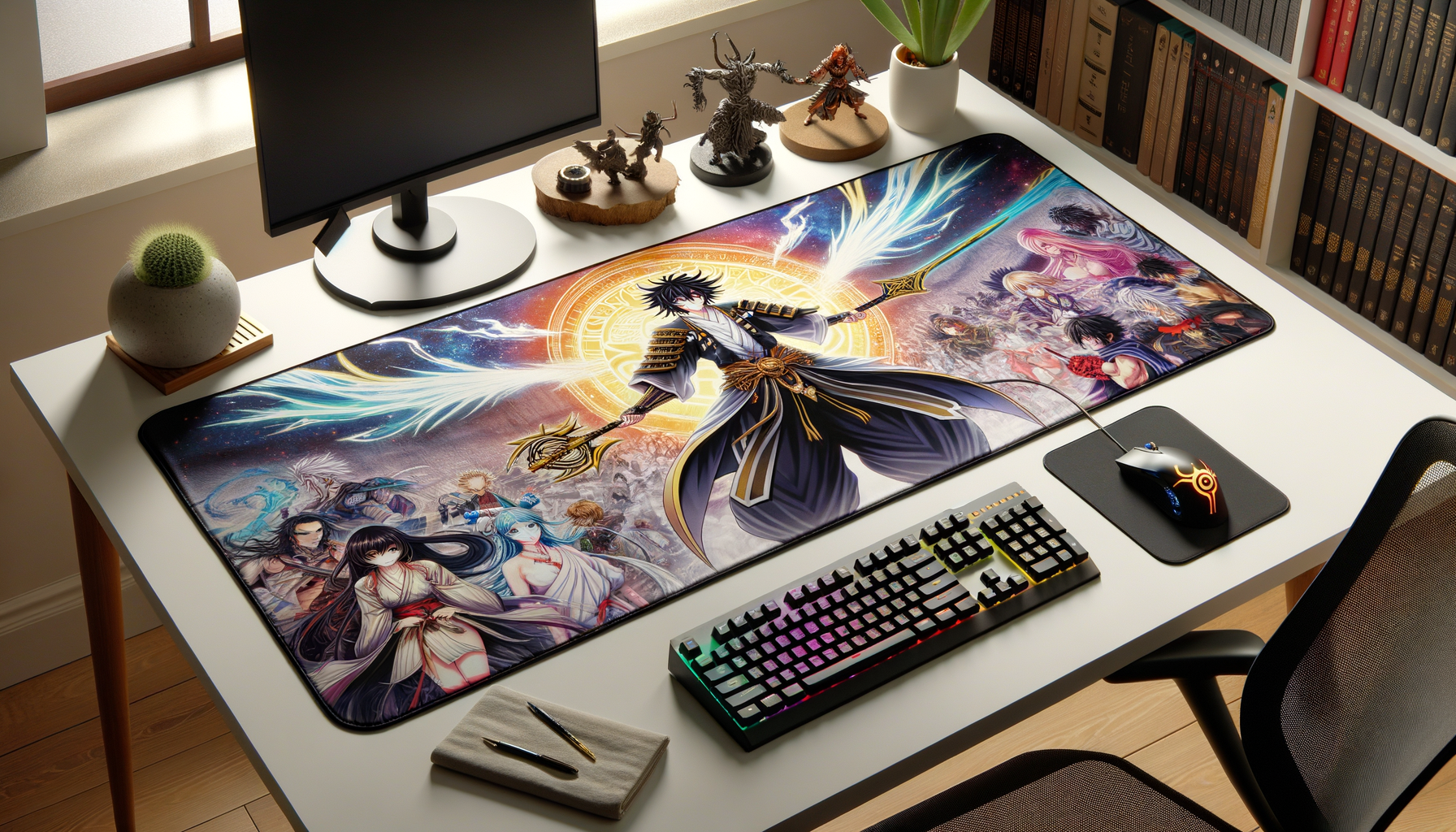 Tapis de souris XXL Bleach avec shinigami sur un bureau moderne