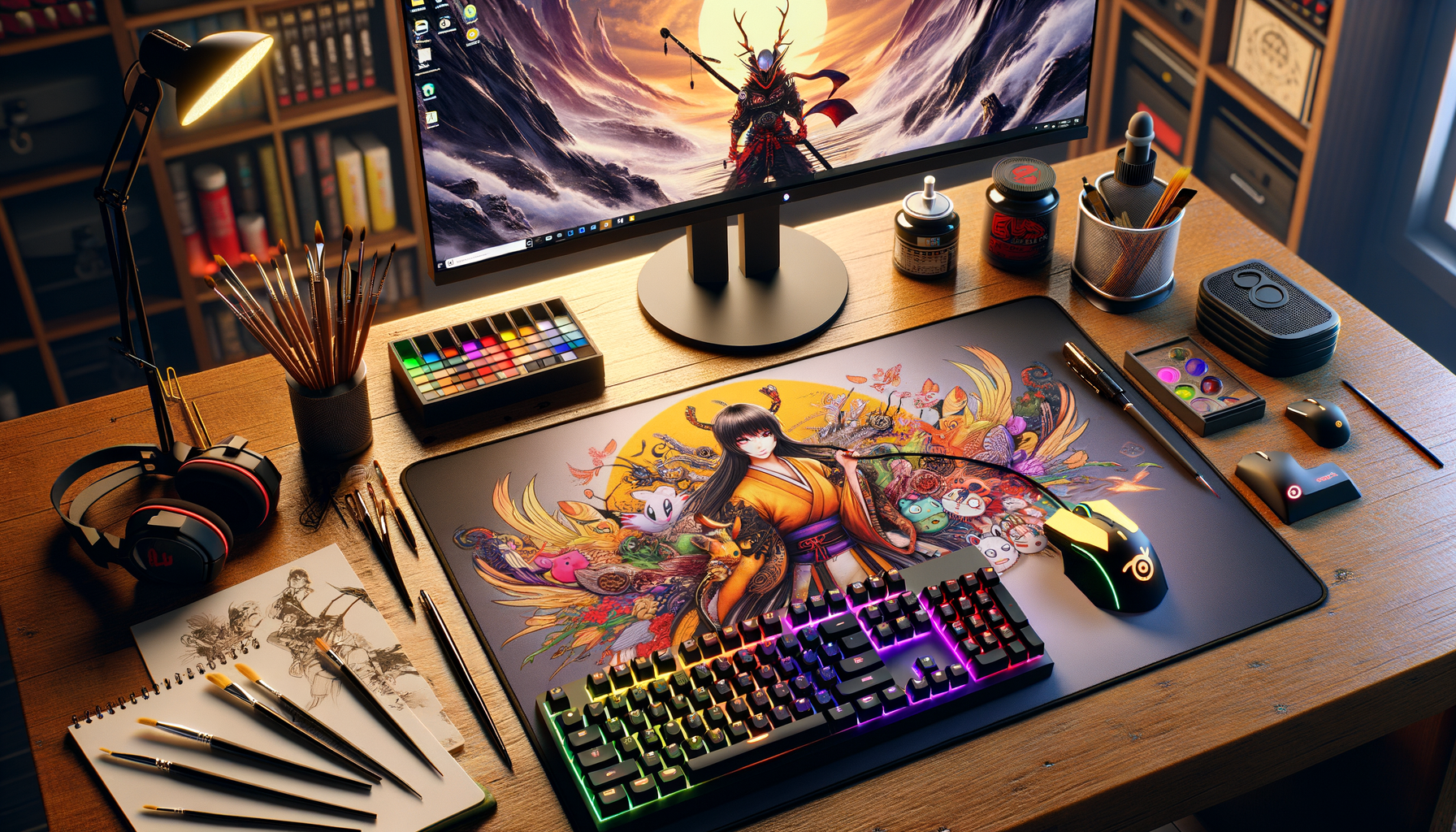 Apprenez à créer son tapis de souris XXL à la maison avec des designs manga personnalisés et un bureau gamer stylé.