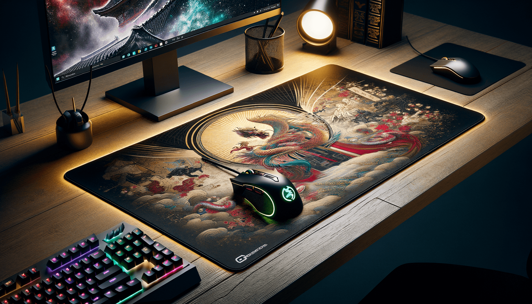 Tapis de souris XXL personnalisé avec artwork manga, idéal pour gamers.