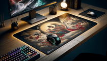 Tapis de souris XXL personnalisé avec artwork manga, idéal pour gamers.