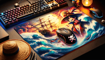 tapis de souris XXL One Piece avec designs colorés et éléments iconiques de l'anime.