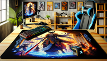 Image d'un tapis de souris XXL Micromania pour gamers et fans de manga, mettant en avant le confort et le design.