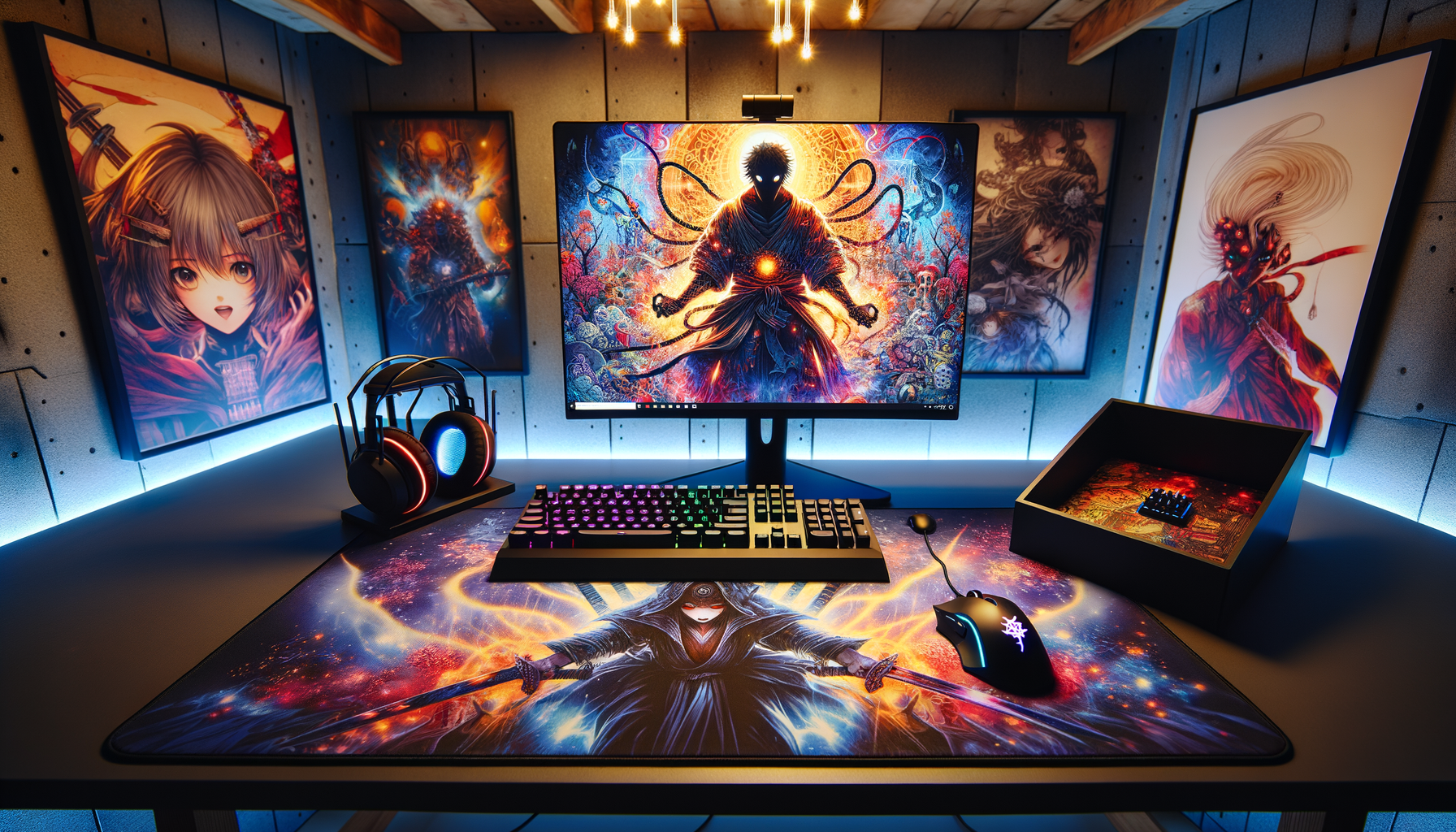 Tapis de souris XXL tendance avec art manga, adapté aux gamers, meilleures ventes.