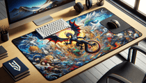 tapis de souris XXL manga avec designs vibrants et couleurs éclatantes dans un environnement de gaming