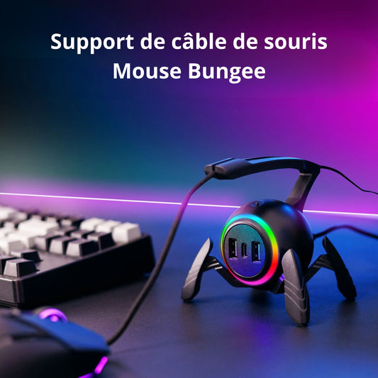 🕷️ Support de câble de souris | Mouse Bungee – RGB & USB - Mouse Pads