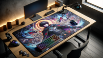Découvrez le qilive tapis de souris xxl avec son design manga, idéal pour les gamers sur un bureau lumineux.