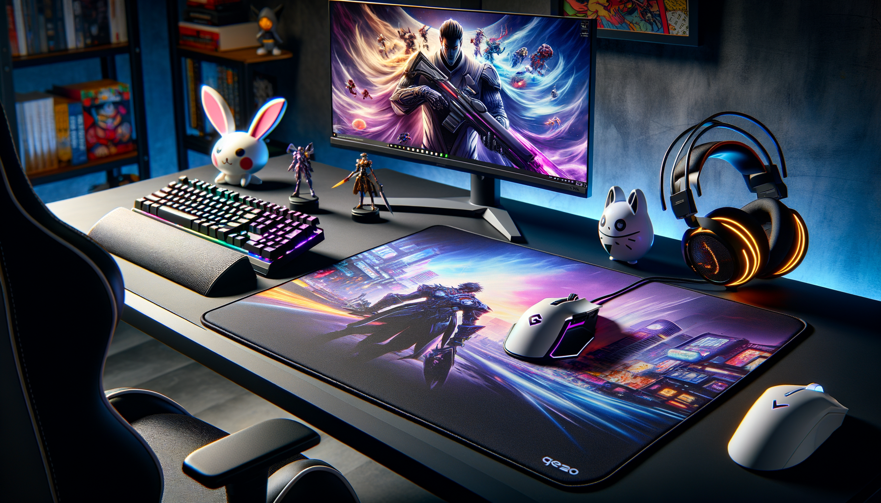 Tapis de souris XXL Logitech G840 sur un bureau de gaming moderne.