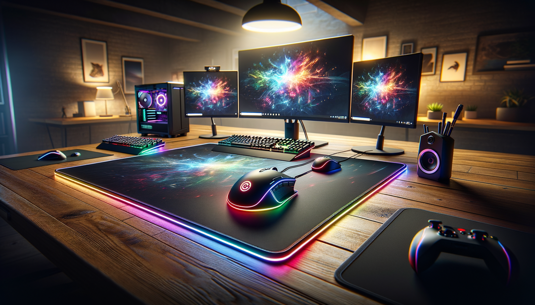 Tapis de souris XXL RGB Logitech G840 XL sur un bureau de jeu élégant