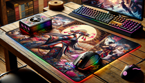 Tapis de souris XXL inspiré de l'univers gaming avec des designs manga colorés.