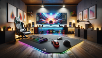 Gaming setup avec tapis de souris XXL pour un streaming optimal et stylé