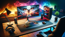 Setup gamer avec tapis de souris XXL The G-Lab et équipements RGB.