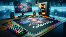 Visuel d'un tapis de souris XXL Aukey dans un setup gaming dynamique.