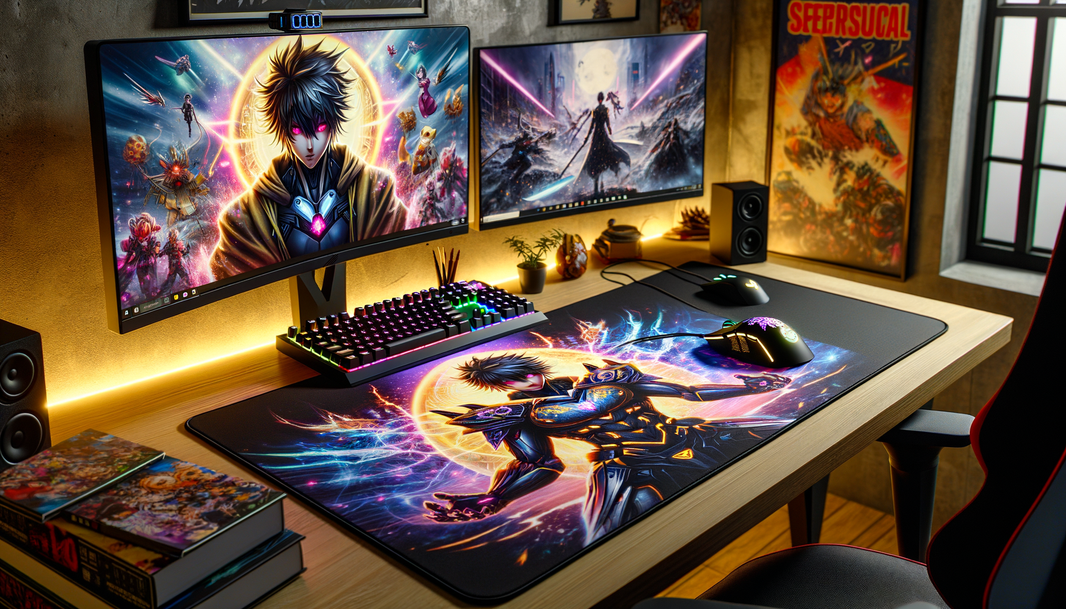 Tapis de souris XXL Gamer avec design manga pour une expérience de jeu optimale.