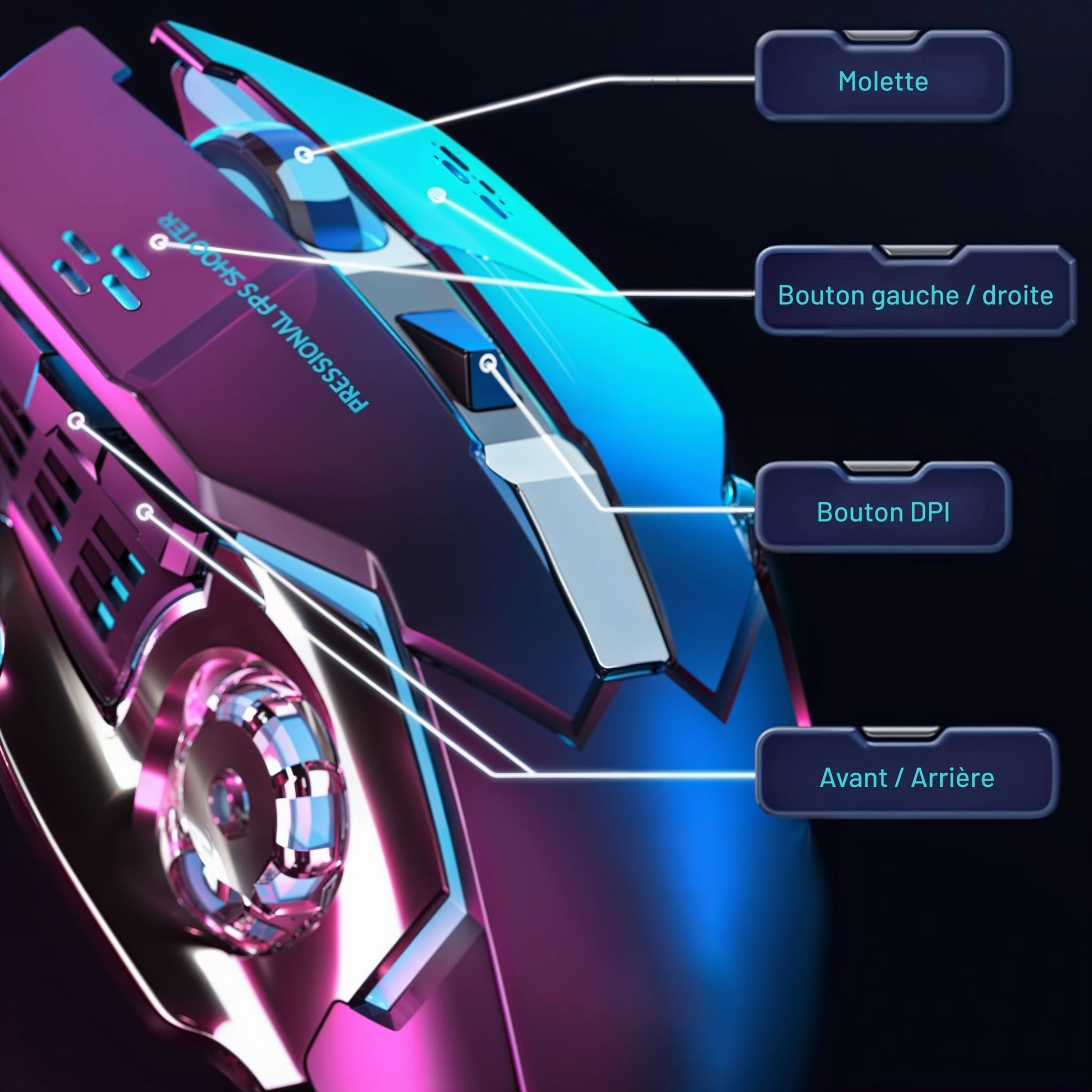 🖱️ Souris Gaming RGB sans fil - Mouse Pads