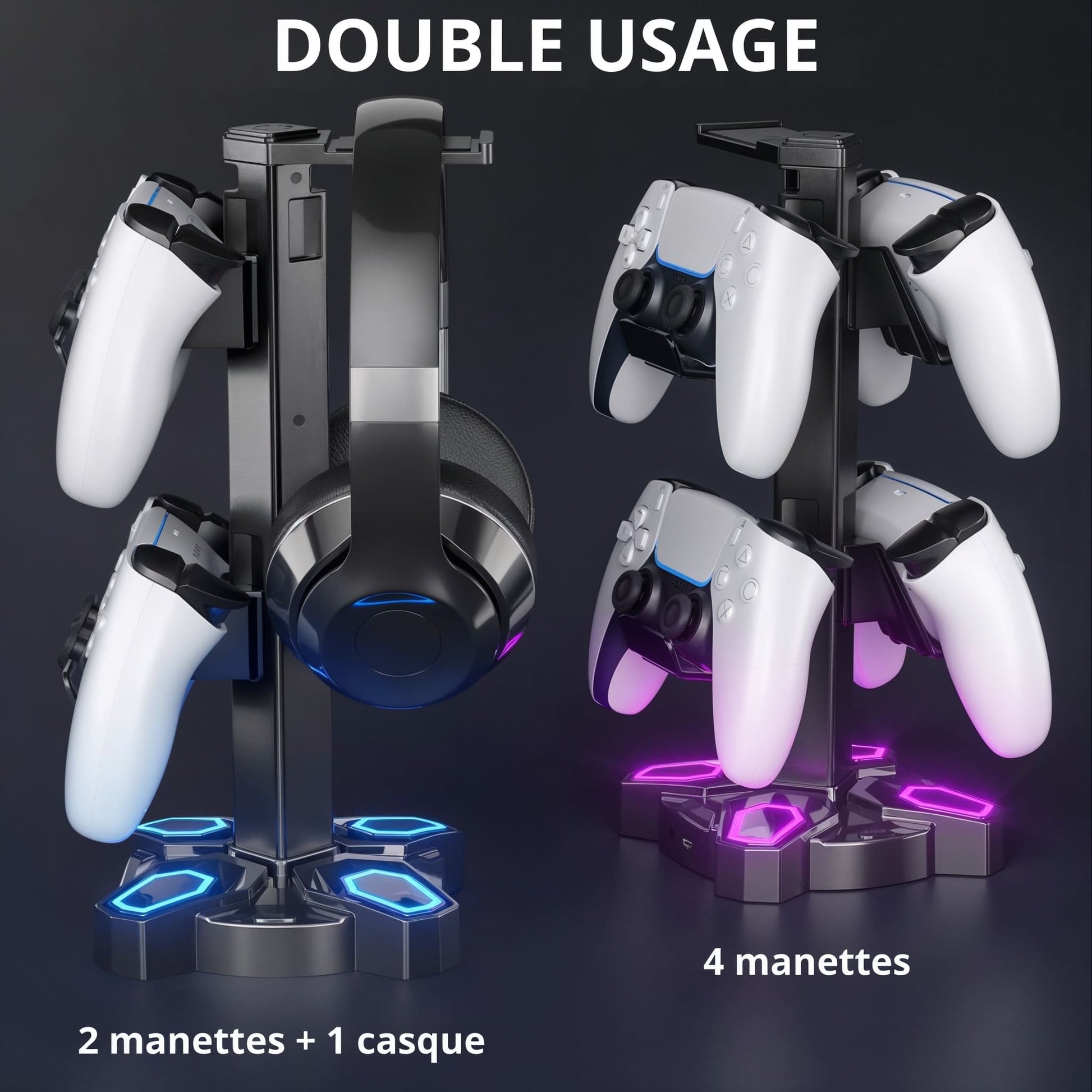 🎧 Support de casque & manettes RGB - Mouse Pads