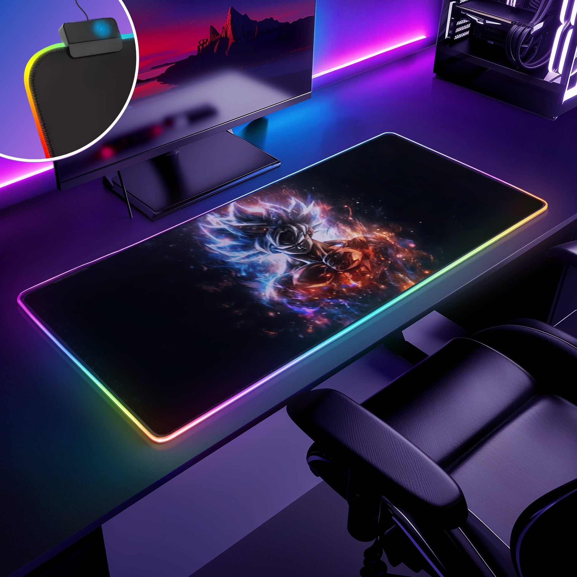 Tapis de souris DBZ SANGOKU RGB - Aura - Mouse Pads