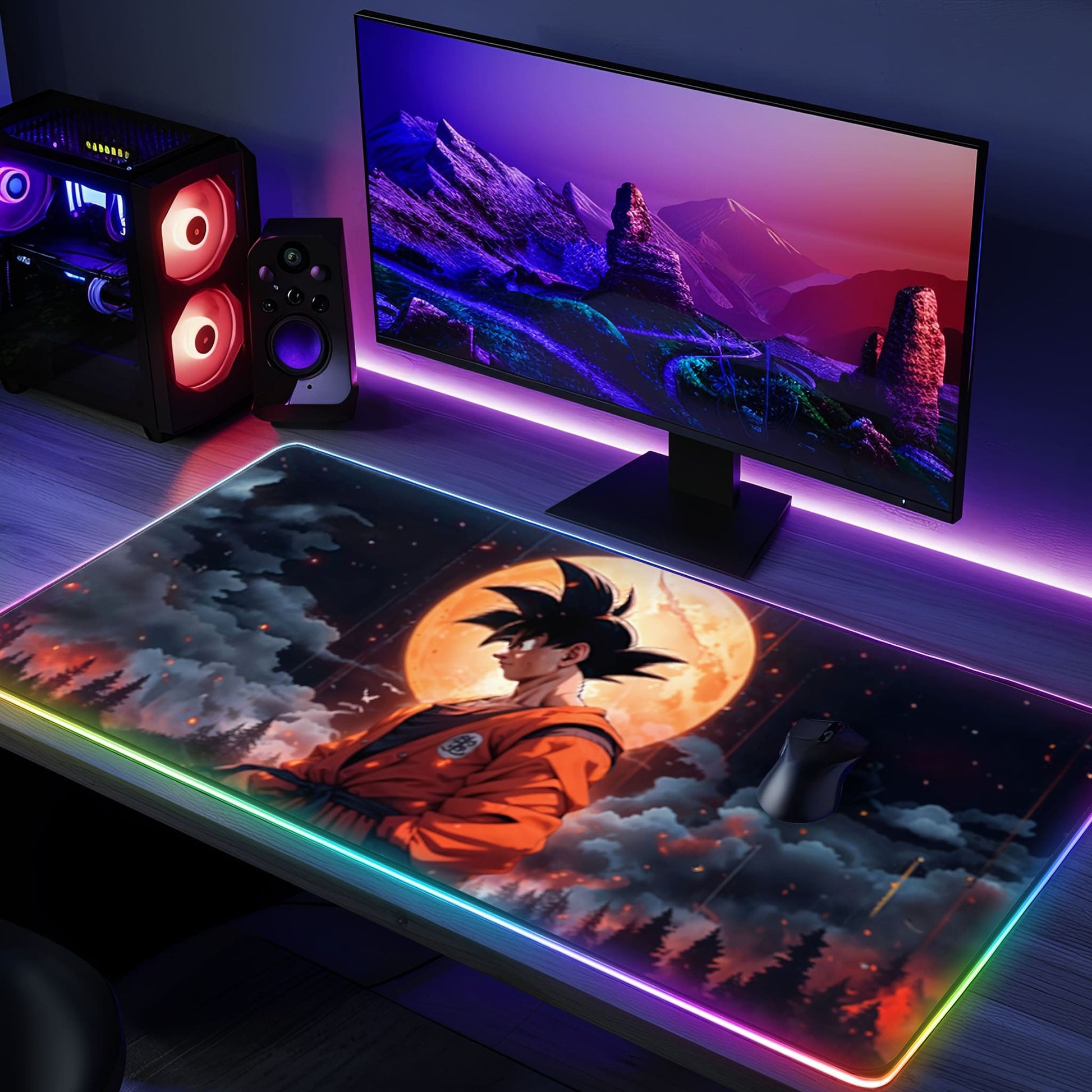 Tapis de souris DBZ SANGOKU RGB - Lune Rouge - Mouse Pads